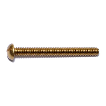 1/4-20 X 2-1/2 In Slotted Round Machine Screw, Plain Brass, 10 PK